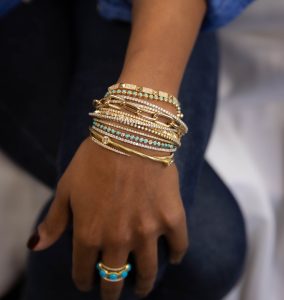 gold and turquoise bracelet